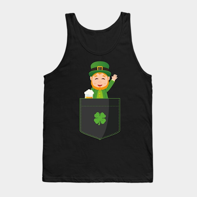 Pocket Leprechaun Funny St Patricks Day Tank Top by trendingoriginals